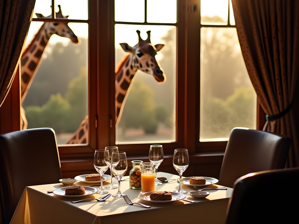 Giraffes joining breakfast at Giraffe Manor in Nairobi
