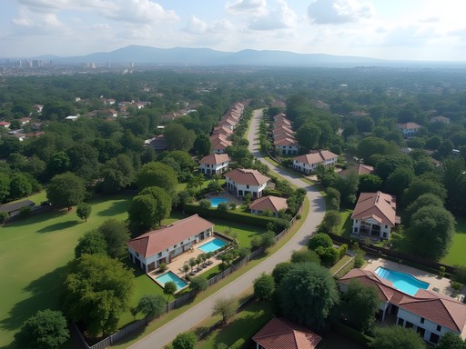 Aerial view of Karen neighborhood in Nairobi showing leafy streets and security