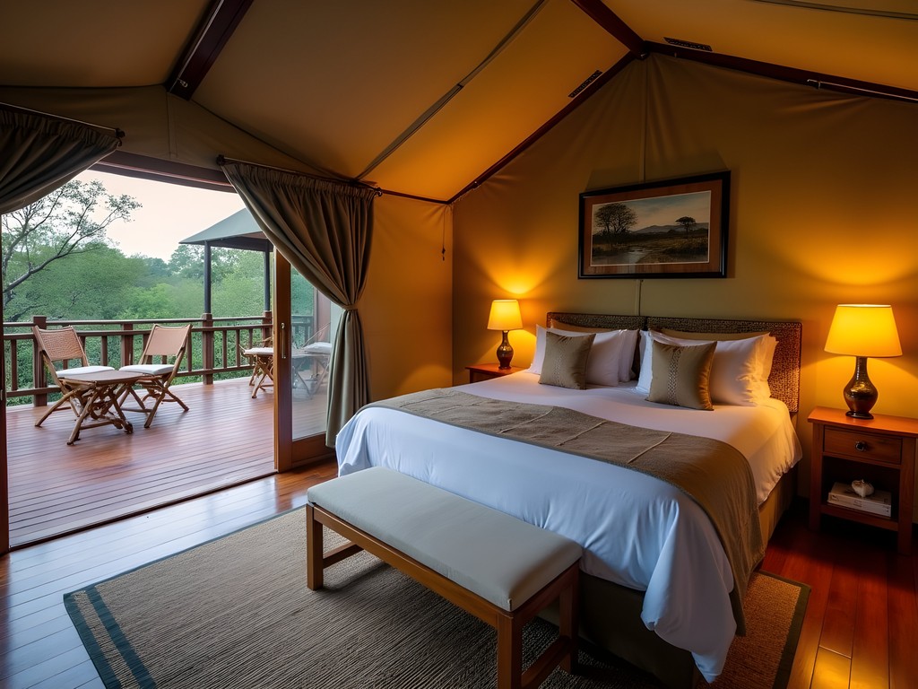 Luxury glamping tent at Wildebeest Eco Camp in Nairobi