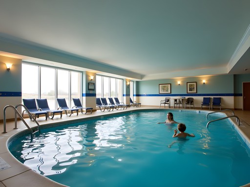 Family enjoying indoor swimming pool at Naperville hotel