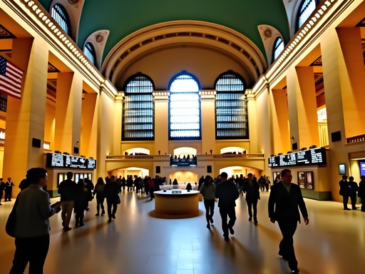Business traveler navigating Grand Central Terminal during rush hour