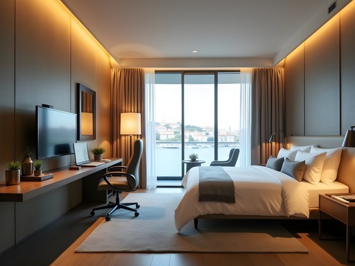Luxury hotel suite at The TimeZone Hotel with dual workspace and bedroom zones designed for different time zones