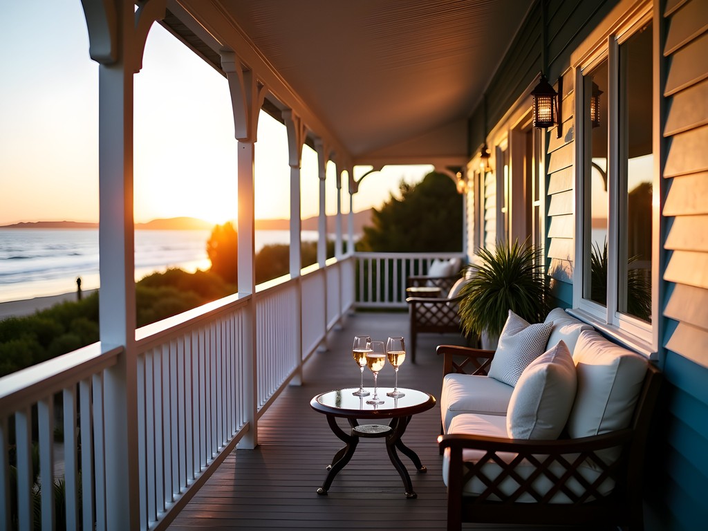 Evening wine tasting on the veranda at The Beach House at Merewether