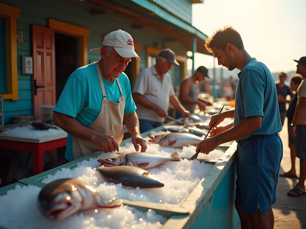 Shopping for fresh fish at Oistins Fish Market Barbados
