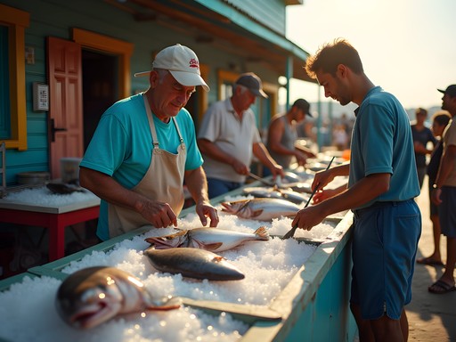 Shopping for fresh fish at Oistins Fish Market Barbados