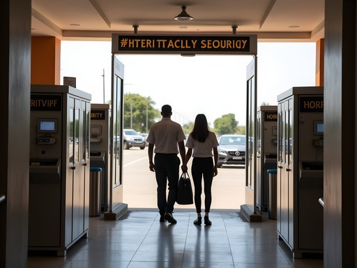 Security entrance at business hotel in Ouagadougou with professional screening procedures
