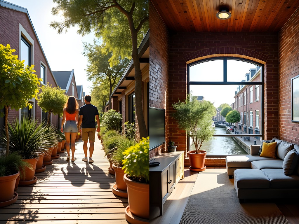 Split image comparing Perth and Amsterdam boutique hostel aesthetics