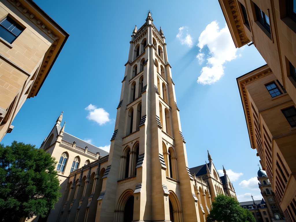 Cathedral of Learning towering over Oakland neighborhood in Pittsburgh
