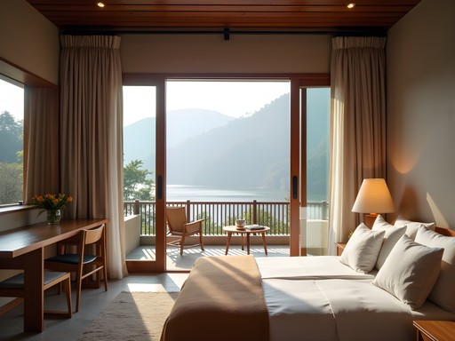 Luxury spiritual accommodation with private balcony overlooking the Ganges River in Rishikesh