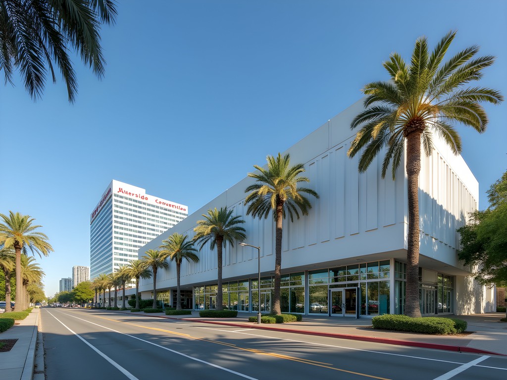 Riverside Convention Center with nearby Marriott hotel visible in the background