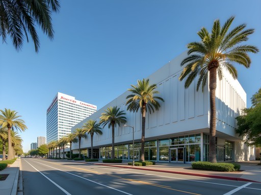 Riverside Convention Center with nearby Marriott hotel visible in the background