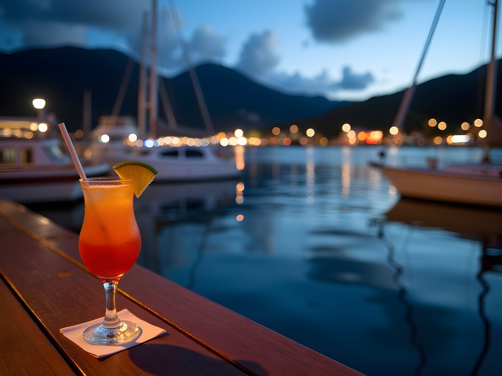 Evening view of Road Town harbor with boats and yachts from Maria's by the Sea hotel