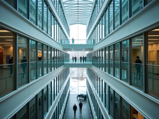 Rochester Minnesota downtown skyway system connecting hotels to Mayo Clinic in winter