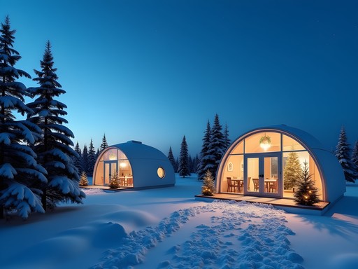 Exterior view of Santa's Igloos Arctic Circle with Christmas decorations