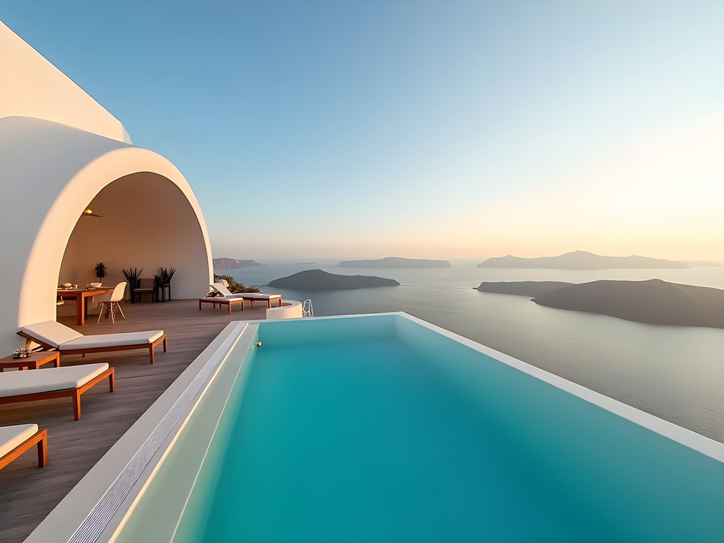 Private infinity pool overlooking Santorini caldera at Andronis Luxury Suites in Oia