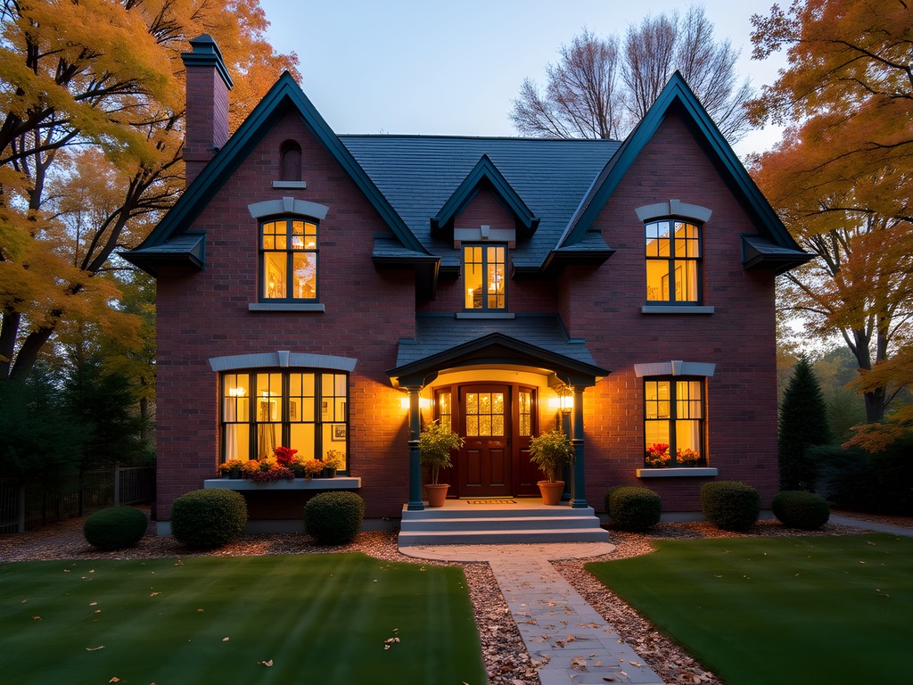 Converted historic carriage house accommodation in South Bend with autumn decorations