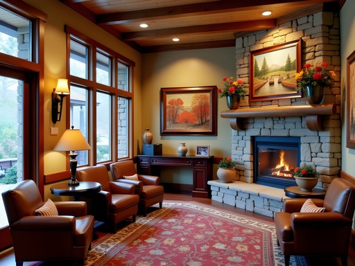 Local Ozark artwork displayed in the Springdale Heritage Hotel lobby