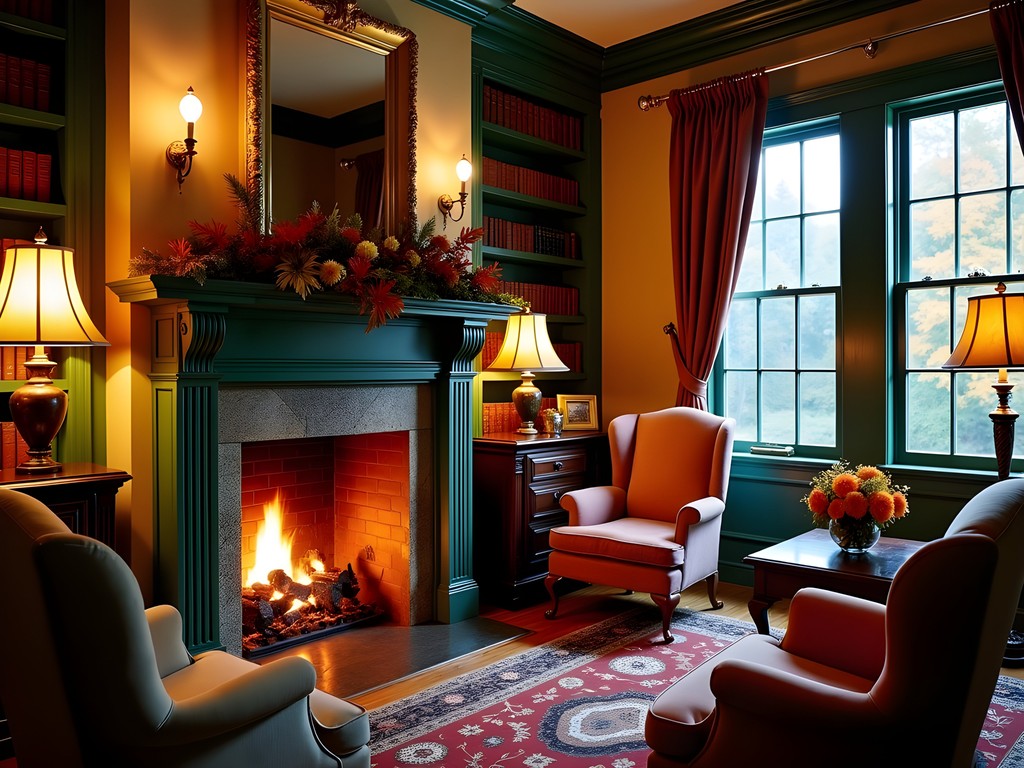 Elegant Victorian parlor with fireplace at Taylor House Inn in downtown St. Albans Vermont