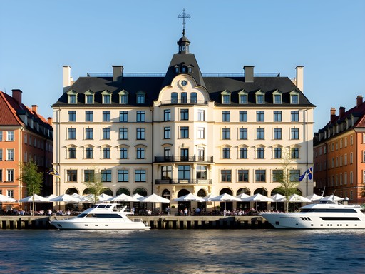 Art Nouveau facade of Hotel Diplomat on Stockholm's elegant Strandvägen waterfront