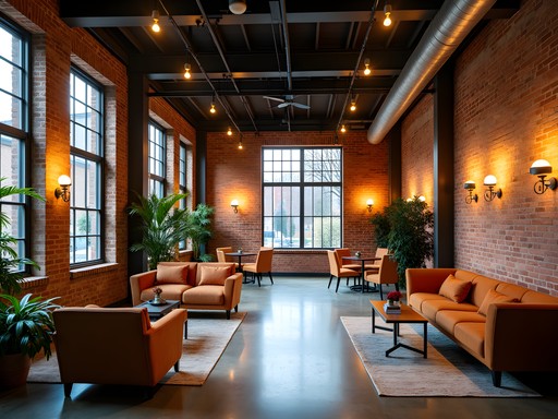 Industrial-chic boutique hotel interior in converted peanut factory