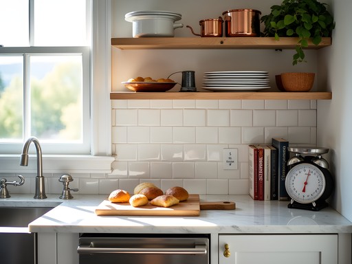 Modern kitchenette in culinary-focused accommodation with baking supplies