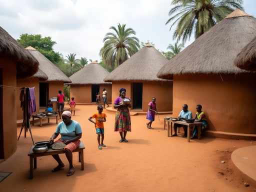 Traditional compound architecture at Zongo Lodge in Tamale, Ghana