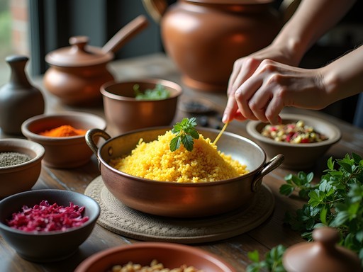 Cooking class at culinary-focused accommodation in Tehran showing traditional Persian food preparation