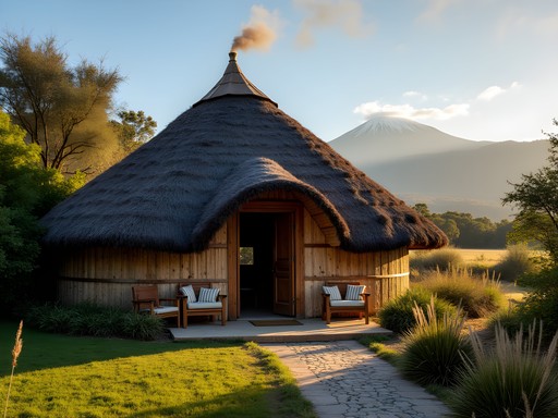 Traditional Mapuche ruka accommodation with modern amenities near Temuco, Chile