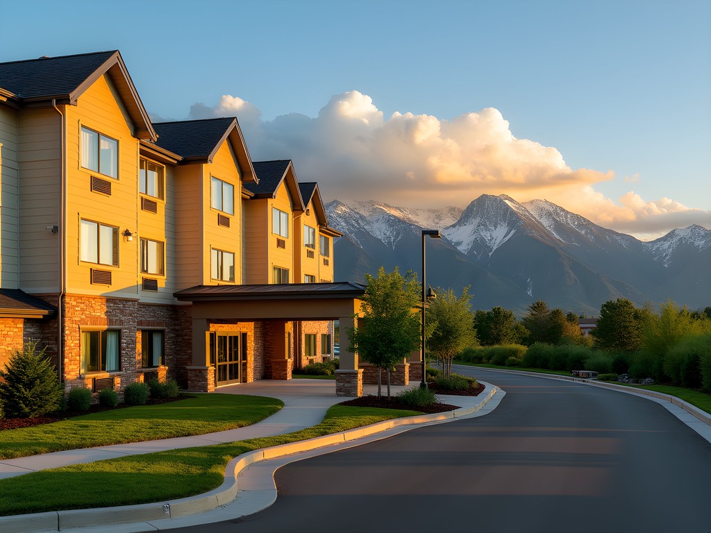 Hotel in Thornton with Rocky Mountain views in the background
