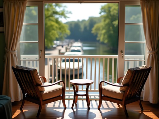 Waterfront suite balcony at Captains Inn Toms River overlooking creek