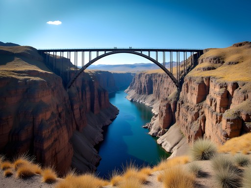 Perrine Bridge spanning Snake River Canyon in Twin Falls Idaho with river below