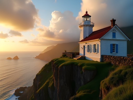 Historic Lighthouse Keeper's Cottage accommodation near Moule a Chique lighthouse in Vieux Fort at sunset
