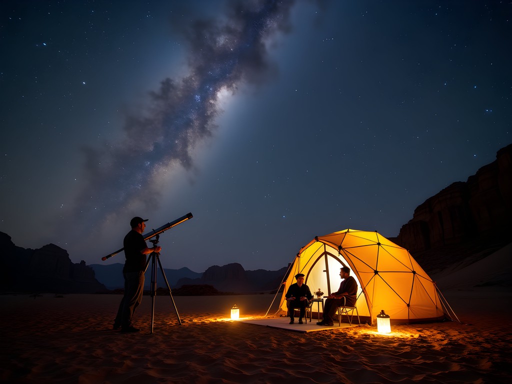 Private astronomy session with professional telescope outside luxury bubble tent in Wadi Rum