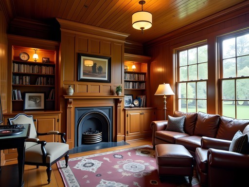 Music room with vintage record player at The Lawson House B&B in Waukesha