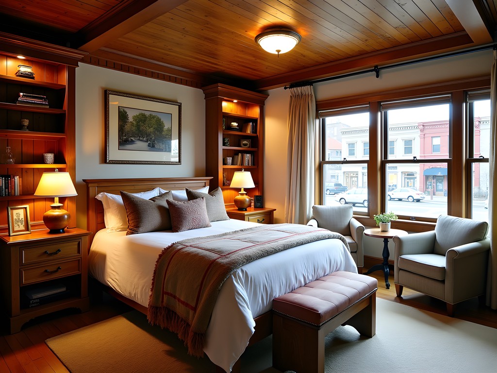Craftsman-style guest room at The Steaming Cup Guesthouse in downtown Waukesha
