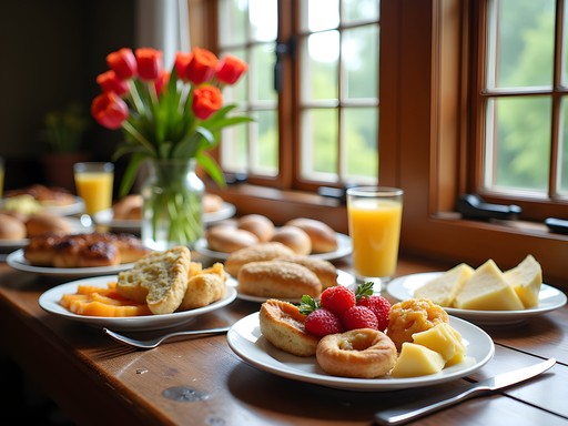 Bryce Ross enjoying farm-to-table breakfast at Prairie Home Inn in Waukesha