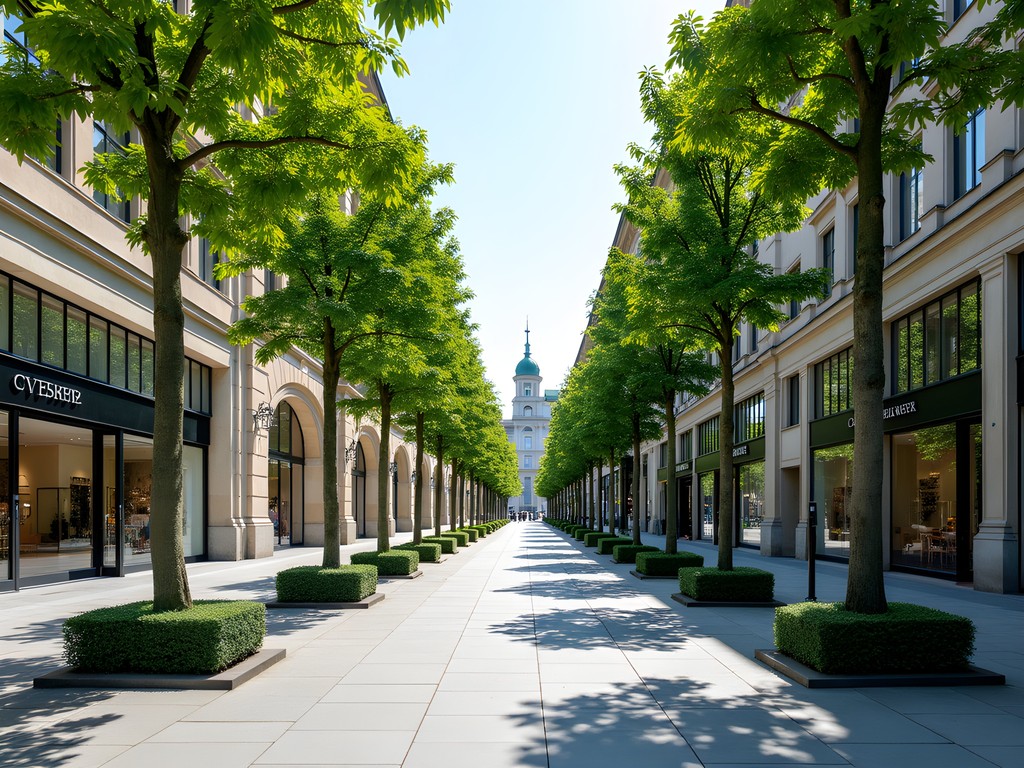 Bahnhofstrasse shopping district in Zurich with luxury retail and tree-lined boulevard