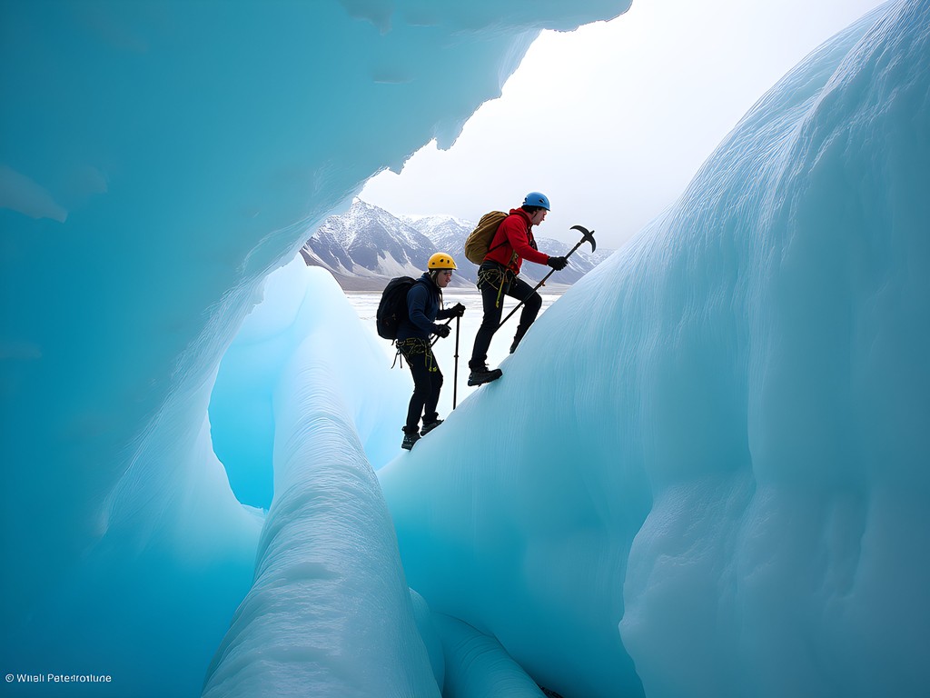 Group ice climbing experience on the blue ice formations of Matanuska Glacier near Anchorage