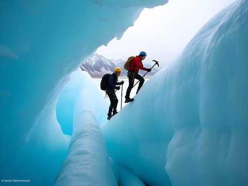 Group ice climbing experience on the blue ice formations of Matanuska Glacier near Anchorage