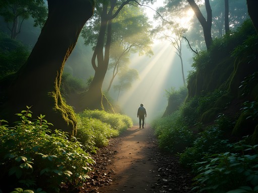 Early morning trek through misty trail in Andasibe National Park