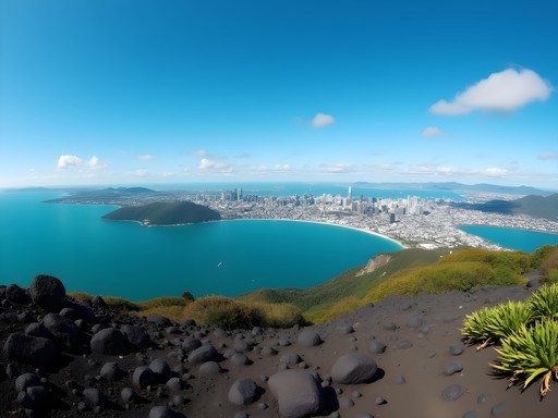 View of Auckland skyline from Rangitoto summit