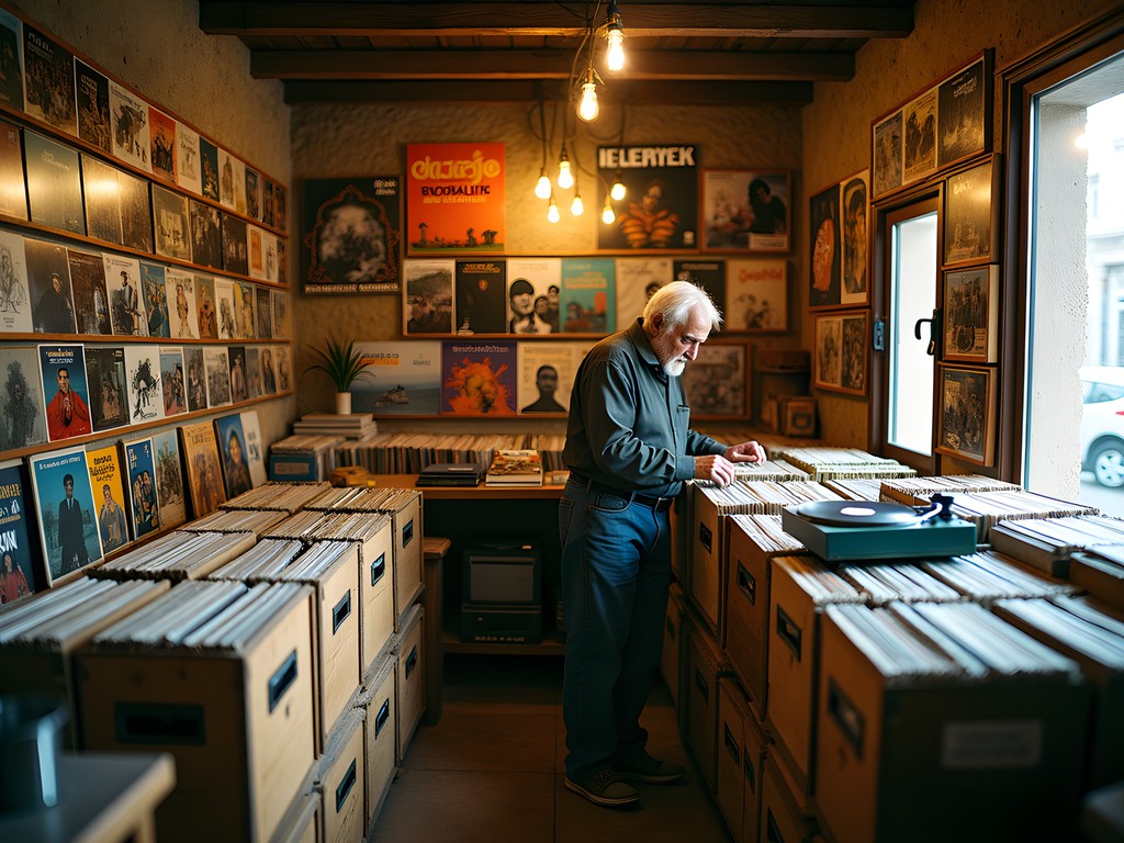 Small record shop in Bekaa Valley with vintage Arabic vinyl collection