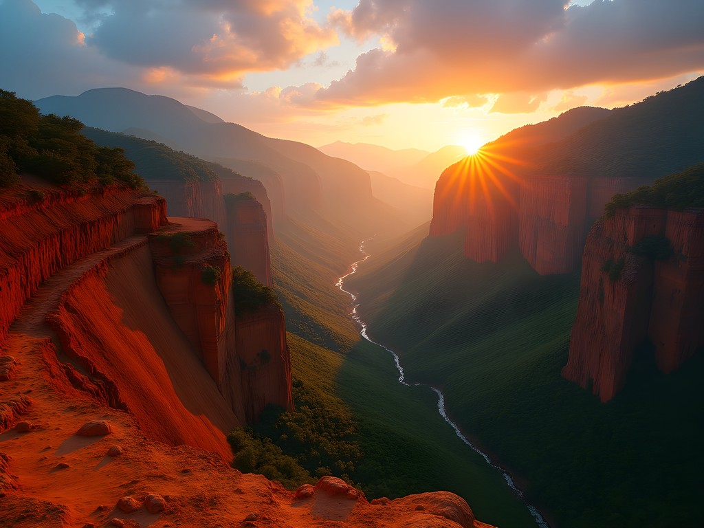 Dramatic narrow ridgeline of Pai Canyon at sunset with mountains in background