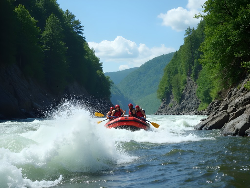 Family whitewater rafting adventure on New River Gorge rapids