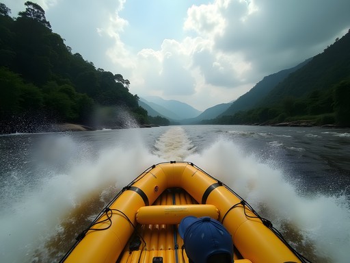 Whitewater rafting on Congo River rapids near Brazzaville