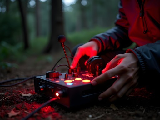 Nighttime audio safari equipment being used in Brazzaville Urban Forest