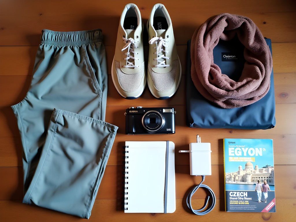 Travel essentials for a Cairo and Prague dual-destination trip