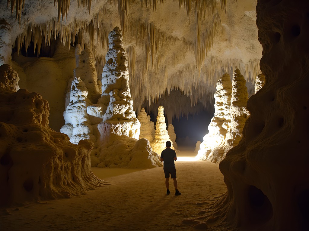 Spectacular stalactite and stalagmite formations in Carlsbad Caverns Big Room