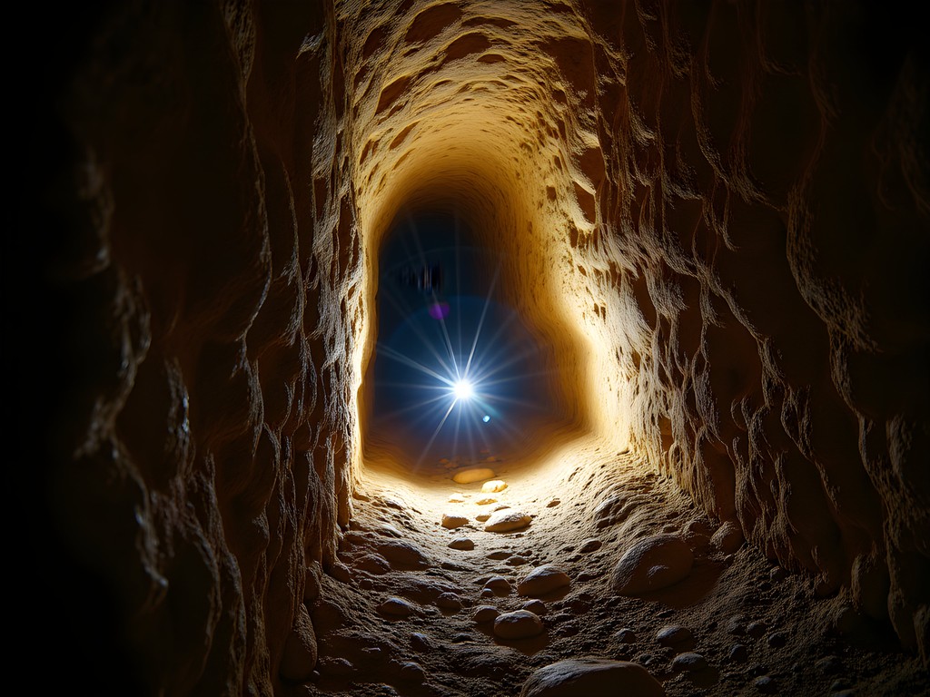Larry Willis navigating tight passage in Spider Cave tour at Carlsbad Caverns