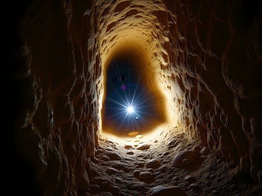 Larry Willis navigating tight passage in Spider Cave tour at Carlsbad Caverns